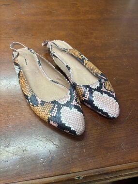 Madewell Snake-Print Slingback Flats in Pink and Tan - Women